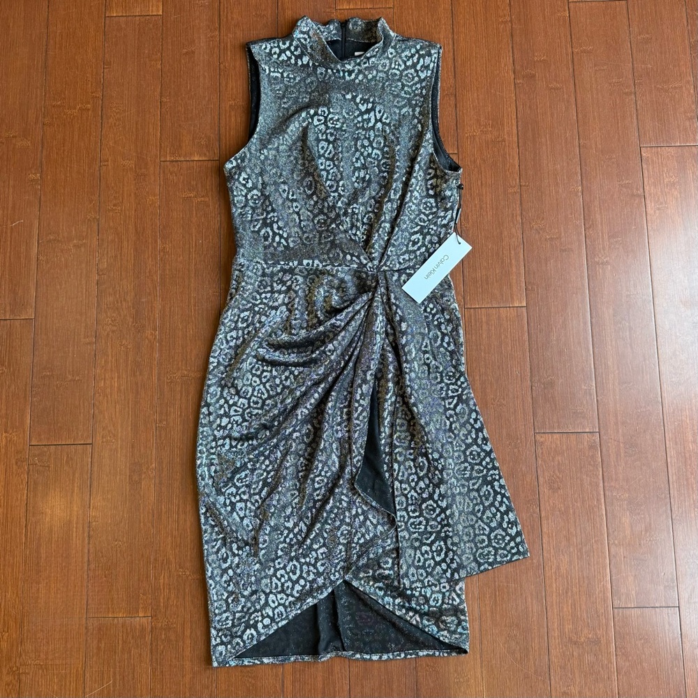 Women's Calvin Klein‎ Leopard Print Sleeveless Dress Size 4 BNWT